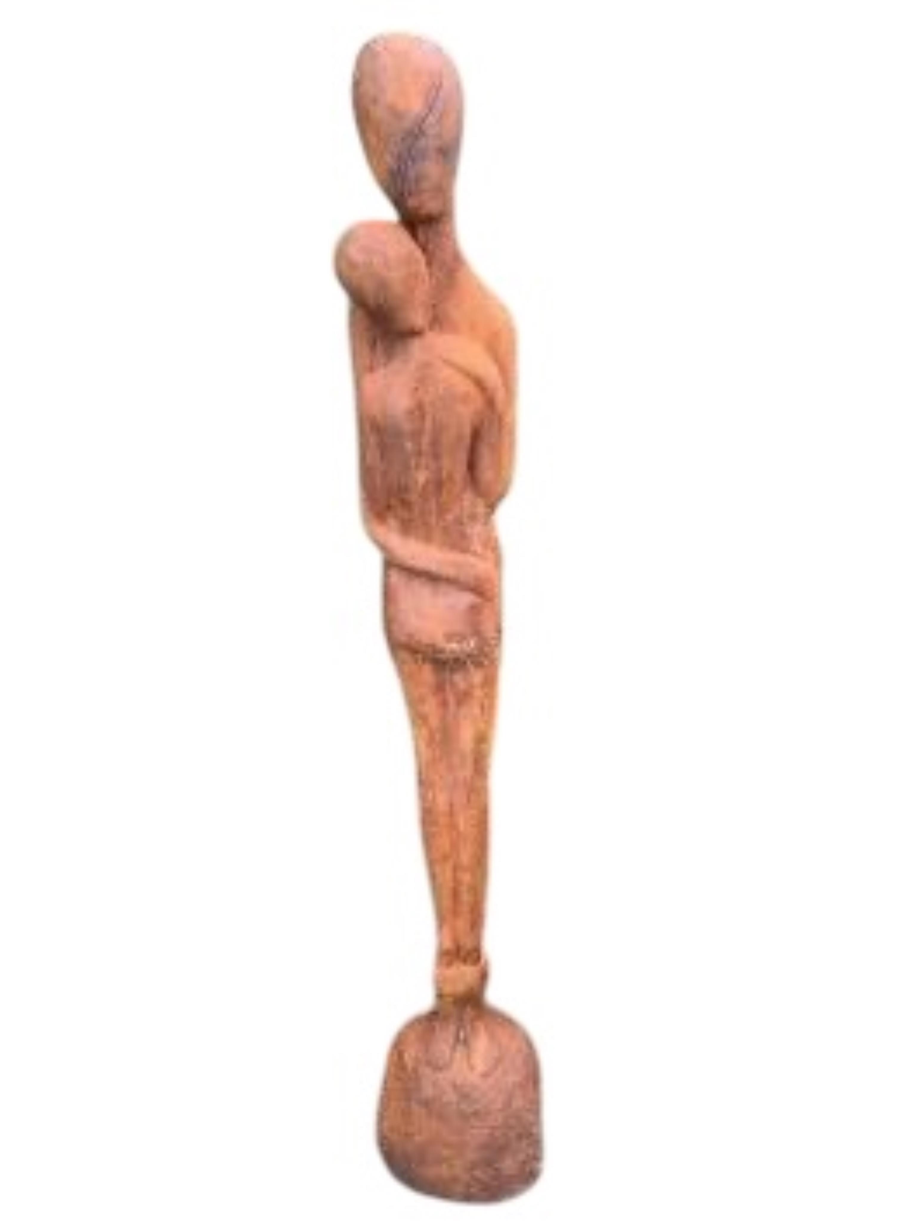 A cast iron embracing couple garden ornament, height 126cm